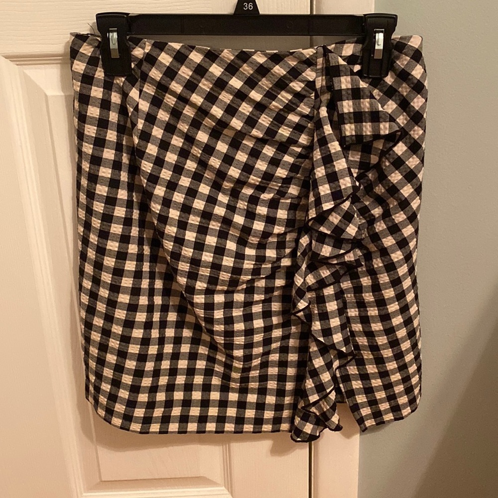 Checkered wrap mini skirt